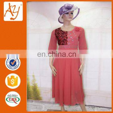 Guangzhou wholesale three quarter sleeve clothing pictures of long gown