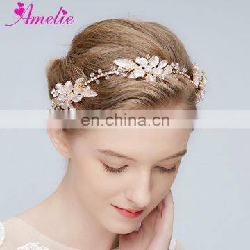 Amelie Hand Wedding Hair Accessories Boho Delicate Crystal Rhinestone Enamel Leaf Clusters Lush Bridal Hair Vine Wedding Wreath