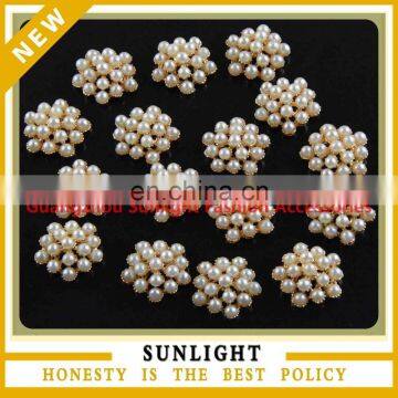 round pearl rhinestone buckle button for ribbon