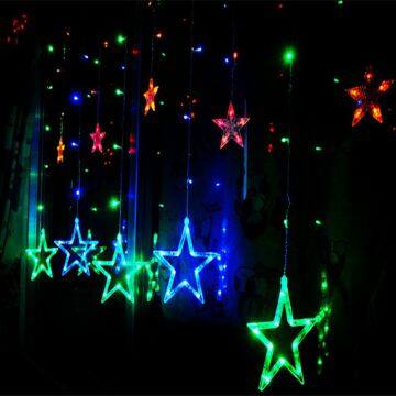 AC220V 2M 12PCS Star LED Curtain string light 8 Modes Christmas Fairy String Light for Home Party Wedding