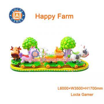 Zhongshan mini train kids 4 seat for sale Happy Farm Rail train outdoor amusement theme park equipment, kiddy rieds