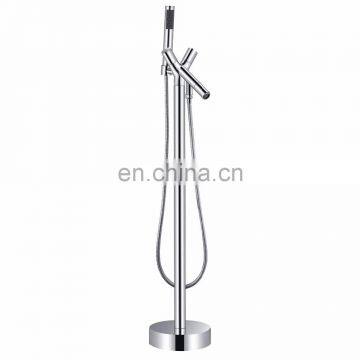 Top-end New design Luxury Solid Brass Chrome Finish Floor Stand Bath Filler Mixer Tap Freestanding Bathtub Faucets