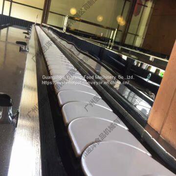 Champagne Gold & Bright White Sushi Conveyor Belt System For Buffet Restaurants