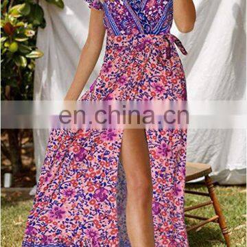 Baroque Border Print Plus Size Short Sleeve Cover up Women Summer Casual Dress photo-4