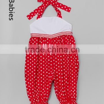 Wholesale boutique clothing in China baby red polka dot halter jumpsuit