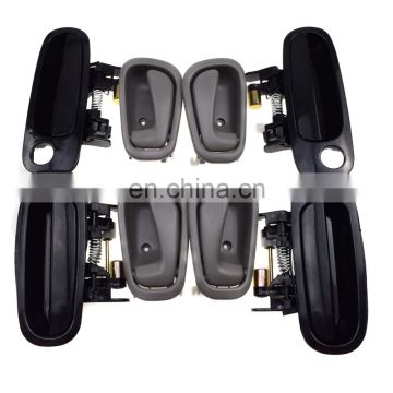 8Pcs Front Rear Black Outside Grey Inside Door Handles for Toyota Corolla 98-02