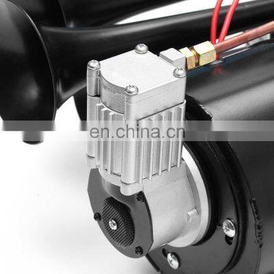 Truck Train Quad 4 Trumpet Air Horn Kit Black 170 PSI 12V 3Liters Compressor & House 150db