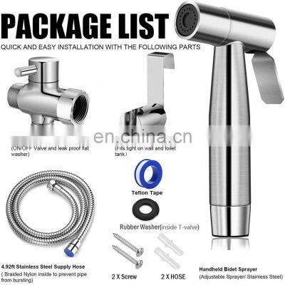 QiliKB Portable Jet Fresh Water Shower Holder Set 304 Stainless Steel Hand Shattaf photo-3