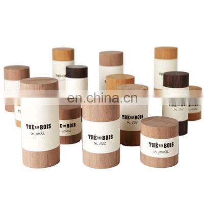 Good Quality Custom Wooden Tea Storage Box jar Canister Cask for Tea Coffee Candy