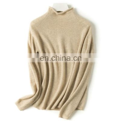 Custom Design Plain Knit Cashmere Pullover Sweater Women