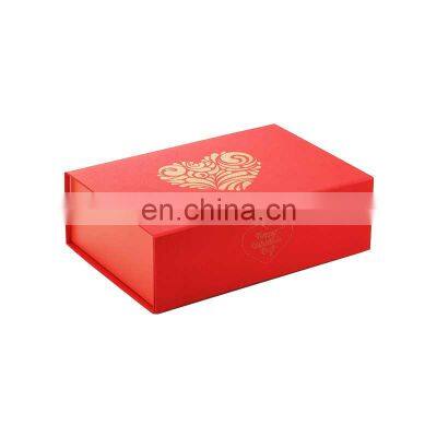 Luxury custom logo printing red fabric cover magnet gift packaging boxes