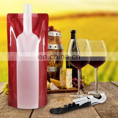 Reusable Plastic Wine Bottle Pouch /Collapsible Liquid Leak Proof Flask Holder Bag for Wine Liquor Beverages Travel Gift