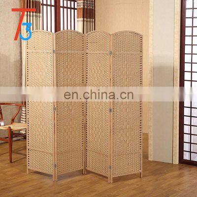 Woven Paper Screen Room Divider Brown Folding Screens Freestanding photo-4
