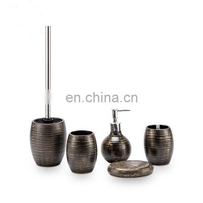 Bronze color ceramic bathroom accessories furniture bathroom accessory set with toothbrush holder