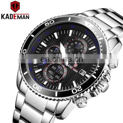 KADEMAN 861 nice german brand quartz watches calendar multi-time analog fashion steel private label men watches