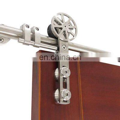 5 ft stainless steel brushed rotatable spoke wheel sliding barn wood door hardware single door kits