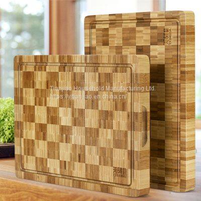 Wholesale Organic Bamboo End Grain Cutting Board With Juice Groove Large Thickness Kitchen Chopping Block Food Butcher Board