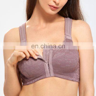 High Impact Women's Front Closure Wireless Back Support Full Coverage Bra Sports Bra photo-5