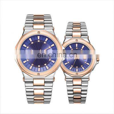 High Quality Steel Case Watch For Men Genuine Leather Band Stylish Waterproof Quartz Watches Luxury Couple Watch Set