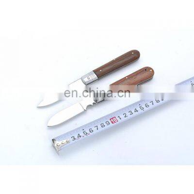 Wood handle knife 420 stainless steel blade with steel bolster and wooden folding knives Utility Elpocket knife multi tool