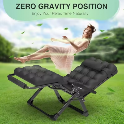 Foldable Patio Recliner Anti Gravity Lounge Chair With Pillow Outdoor Camp Chair photo-4