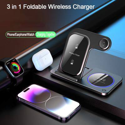 Hot Selling Portable Foldable 3 In 1 Wireless Charger Fast Charging Station Stand Dock photo-4