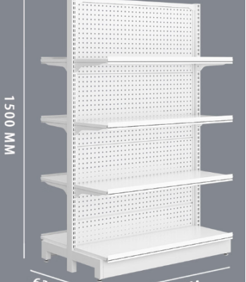 Wall Side Metallic Gondola Shelving Advertising Display Racks Supermarket Shelf