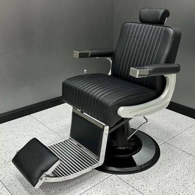 High Quality Sliver Frame Barber Chair Man Barbershop Chairs for Hair Salon Barber Equipment photo-3