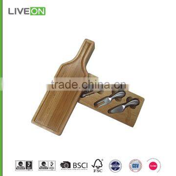 2015 LIVEON winebottle shaped cheese knife set with cheese tool&wine opener