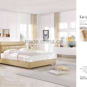 Europe style royal genuine leather bed