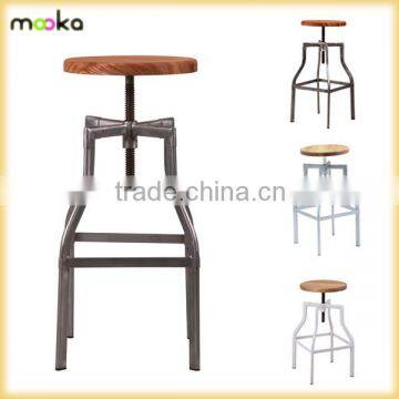 Metal Bar Stool/Antique Swiver Industrial Bar Stool/Replica Wooden Seat Turner Industrial Bar Stool