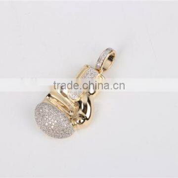 2016 Fashional Hip Hop 10k Gold Plated Gloves Pendant Necklace Setting Cheap Diamond photo-4