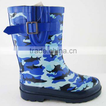 light blue shark children rubber rain boots