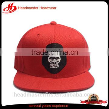 custom acrylic plain blank 6 panel animal embroidery funny red color snapback cap