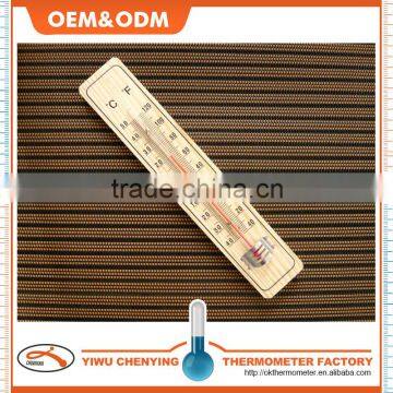 wooden household indoor thermometer w/ hanging red kerosene filled bottom of capillary eco-friendly material printed black font