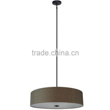 5 light chandelier(Lustre/La arana) in ebony bronze finish with round 30" brown fabric shade