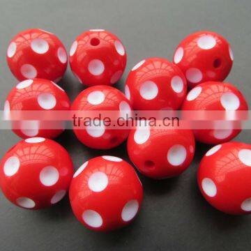 Cheapest hot sale Halloween Red 12mm to 24mm chunky resin polka dot beads for Kids chunky bead necklace