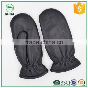 Classic black leather women winter genuine leather mittens(factory price)