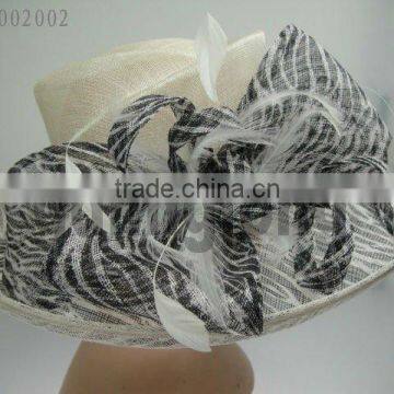 Wide Sun Protect 100% Sinamay church hats with leopard print                        
                                                Quality Choice