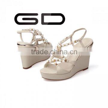 GDSHOE Comfortable Bridal Slingback Sandals Shoes With Beads