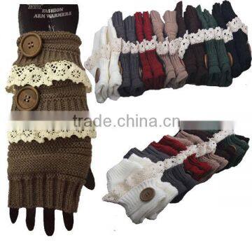 Colorful Convertible botton Gloves, lace Mittens gloves, Button Closure Fashion Accessories for Women