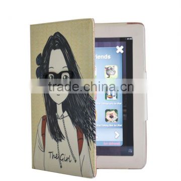 Cartoon PU leather case for ipad