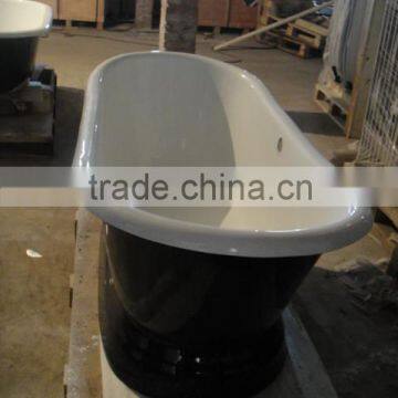 Long Roll Top Double Slipper Bath With Plinth BLACK photo-2