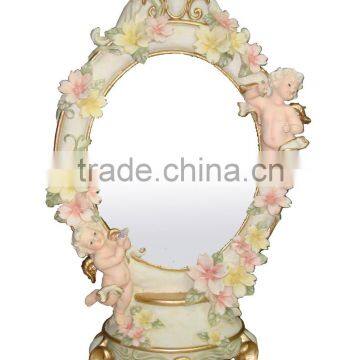 European style mirror polyresin stand desktop mirror