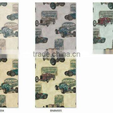 Hot Printing Pvc Wallpaper, Yellow for Kids Cars Wall Mural for Kids Room , Creative Wallcovering Shop photo-4