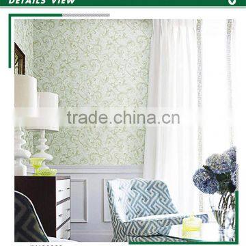 foaming non woven wallpaper, pine green gorgeous scroll wallcovering for residential , decorative large wall sticker