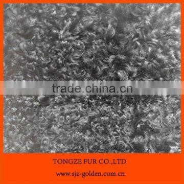 curly lamb hair fur skin plate dyed black color