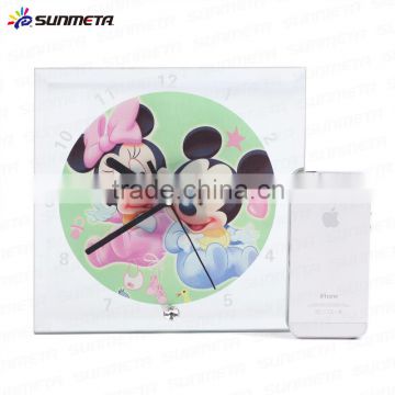 Sunmeta factory directly blank sublimation glass photo frame with clock BL-14