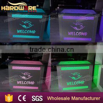 event small LED reception counter table design for hotel or wedding