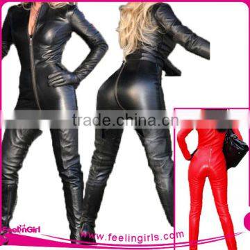 No MOQ Popular Sexy Leather Bodysuit For Women Jumpsuits